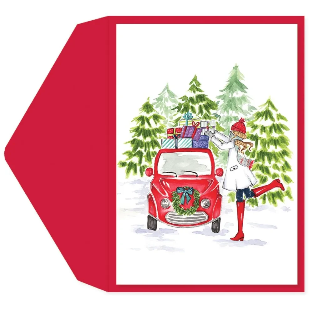 Tarjeta de Navidad 4x6 Auto con Regalos1