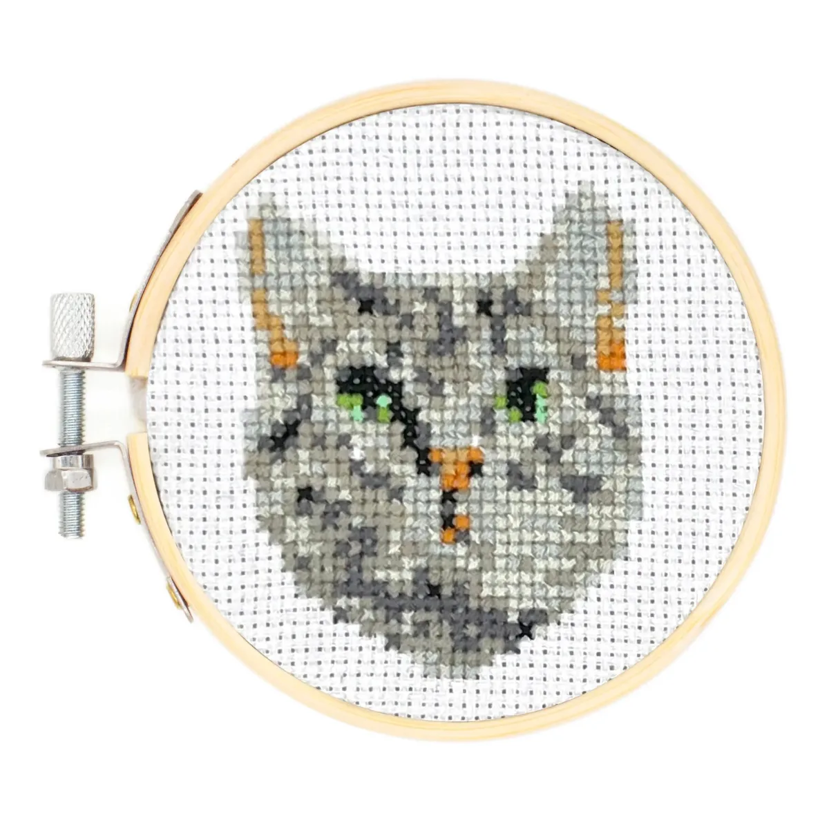 Mini Kit bastidor de Bordado Kikkerland Punto Cruz Gato1