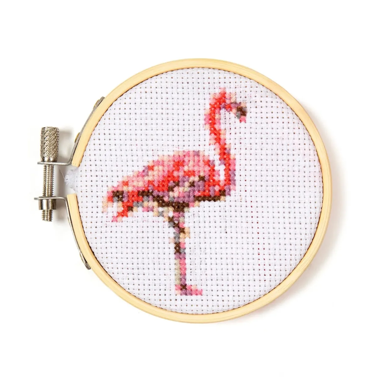 Juego Kit bastidor De Bordado Kikkerland Punto Cruz Flamingo1