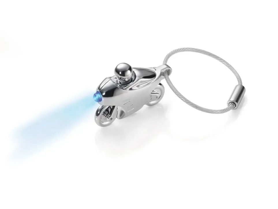 Llavero Troika con luz LED azul diseño motocicleta1