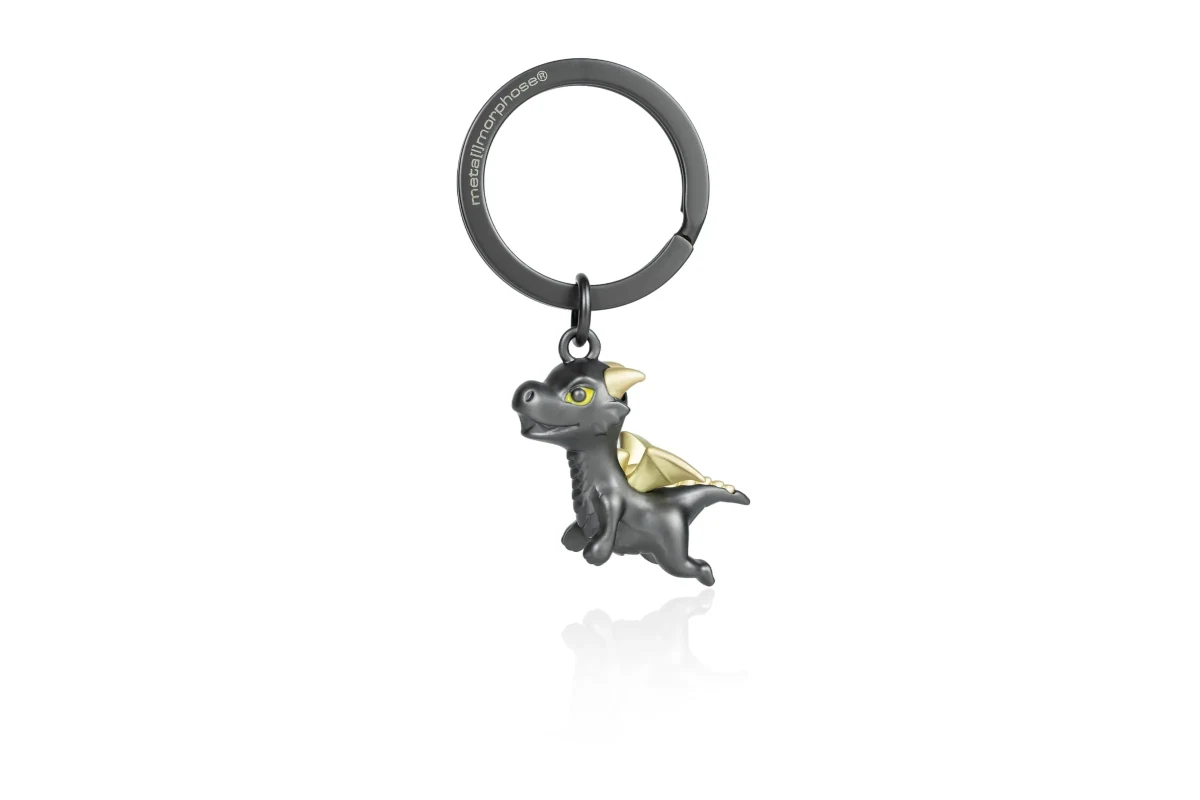 Llavero Metalmorphose Dragón Negro Alas Doradas1