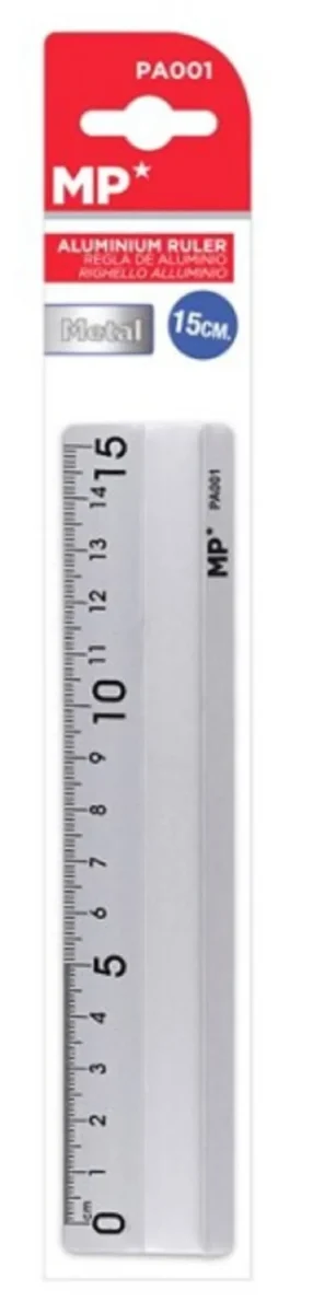 Regla De Aluminio 15cm Marca Madrid Papel Color Plata1