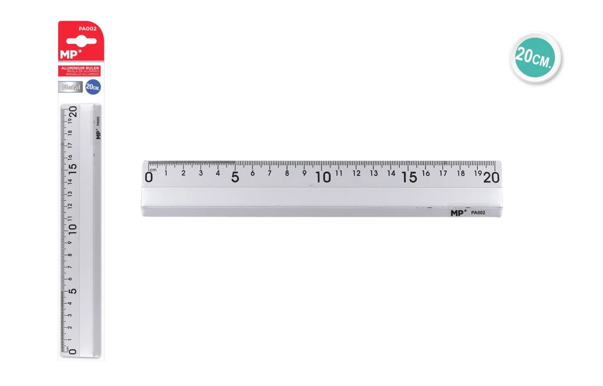Regla De Aluminio 20cm Marca Madrid Papel Color Plata (MP)1