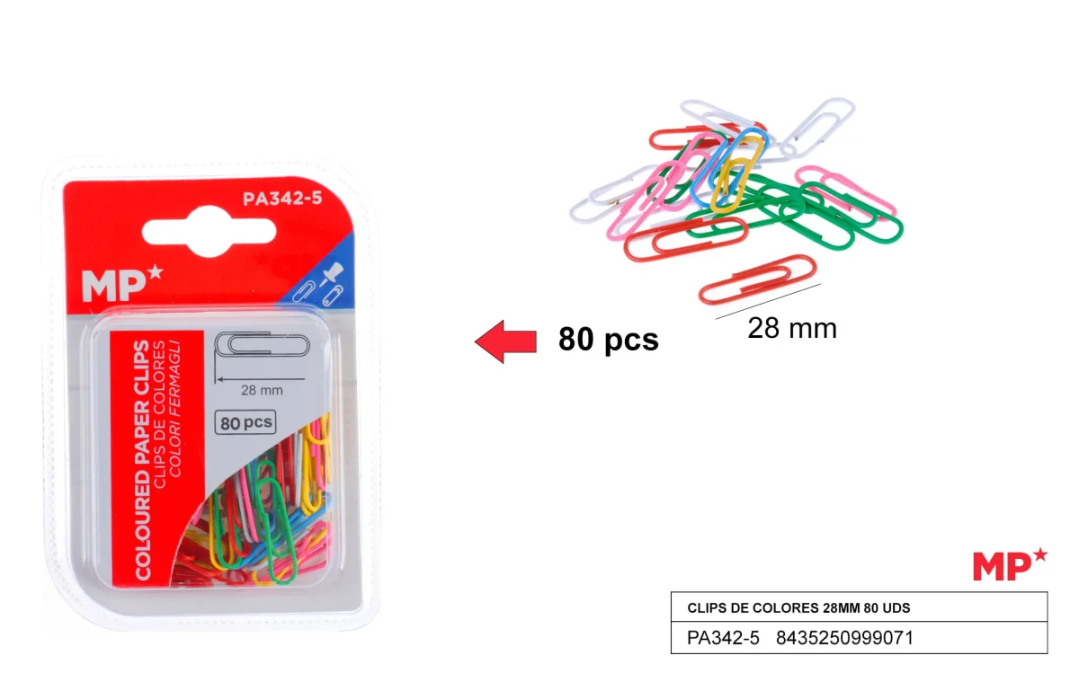 Clips De Colores 28mmx 80 unds Color Variado1