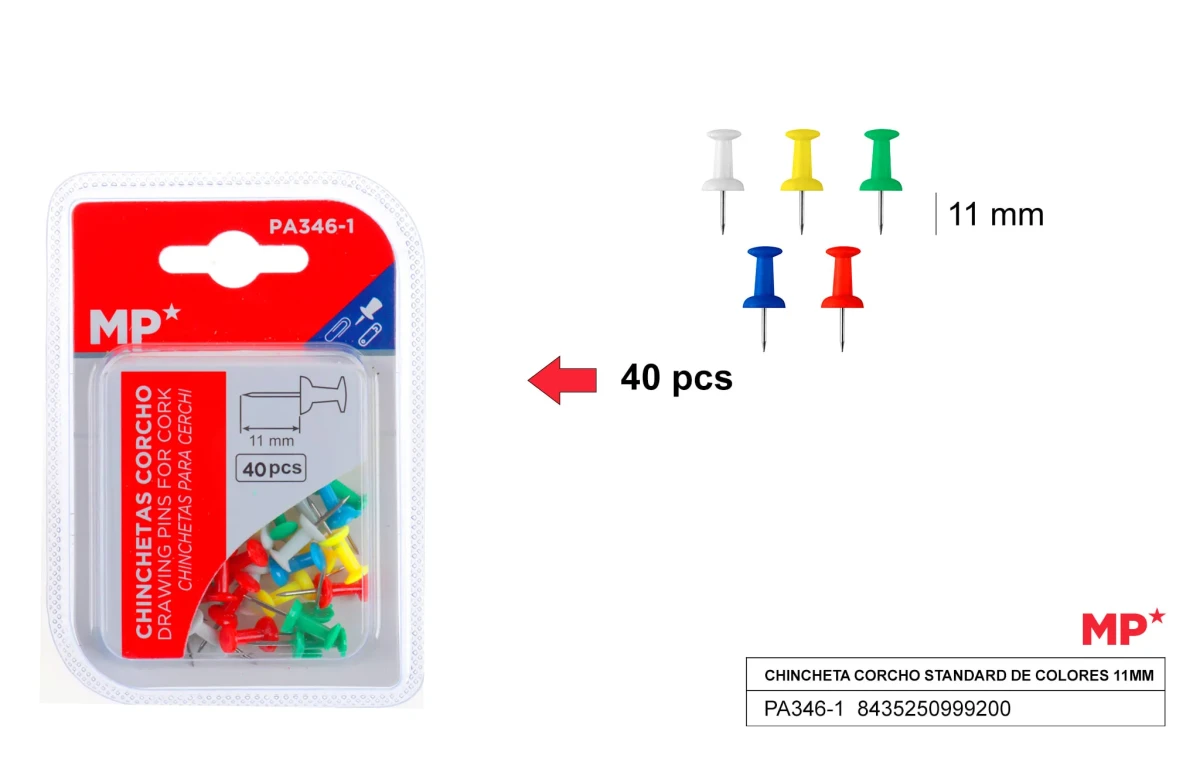 Pack De Chinches Diseño Corcho Standard De 11mm X 40U1