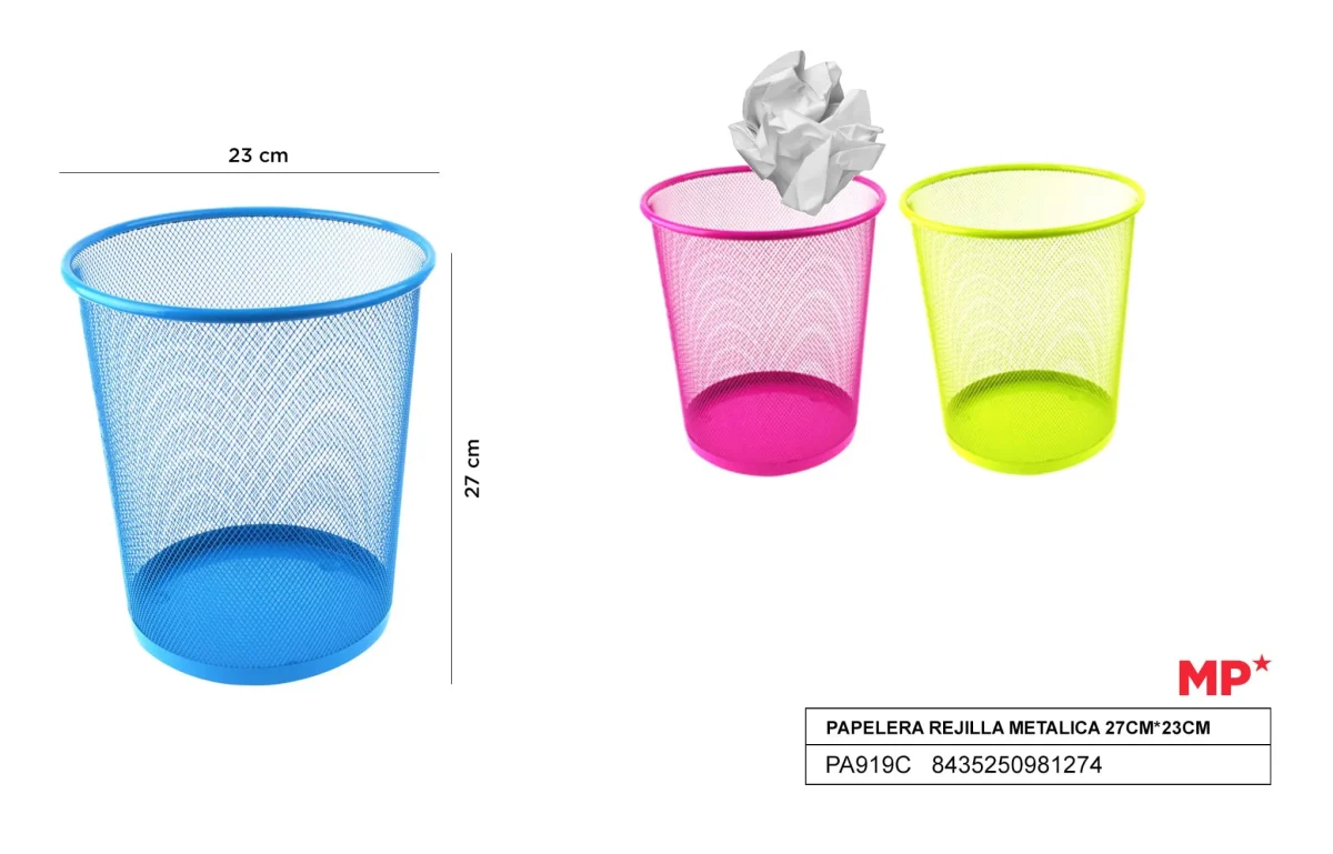 Papelera De Rejilla Metalica De Colores 27cmX23cmdo1