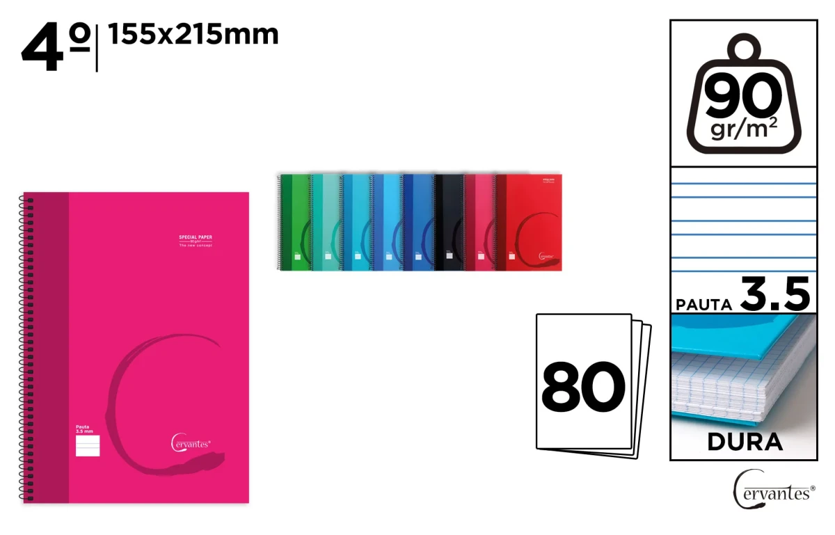 Cuaderno Espiral 4º 80 Hojas 90?G/M² (MP)1