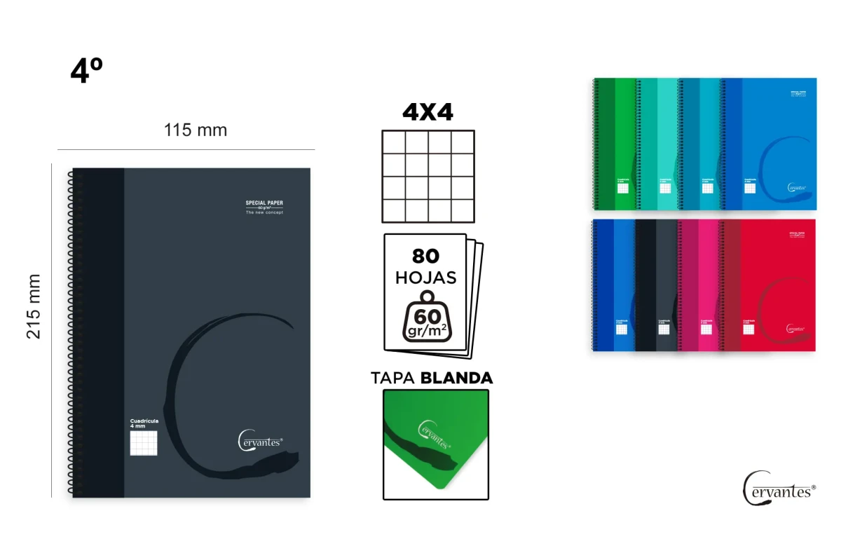 Cuaderno Espiral 4º 80 Hojas 60 G/M² (MP)1