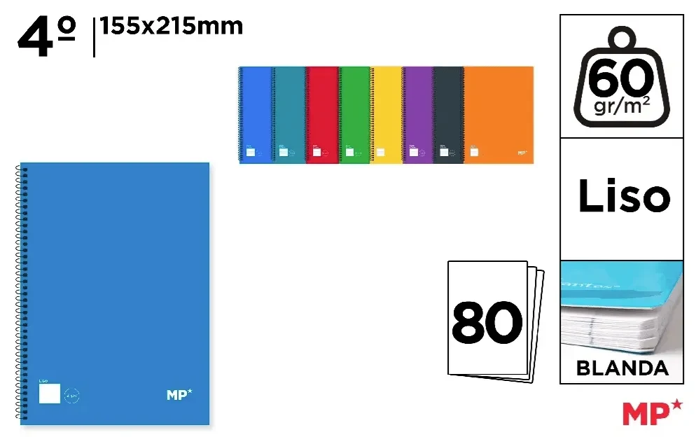 CUADERNO Madrid Papel ESPIRAL 4º 80 HOJAS 60 g/m²1