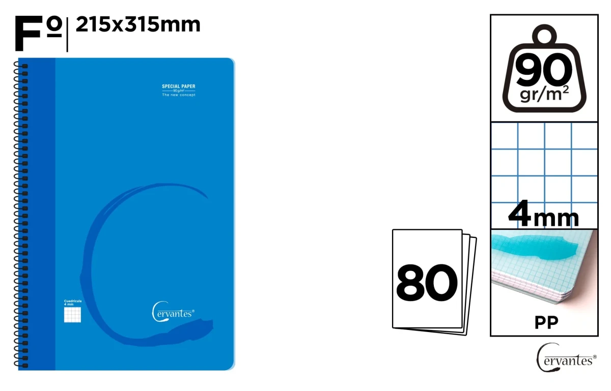 Cuaderno Espiral Fº 80 Hojas 90?G/M² Azul (MP)1