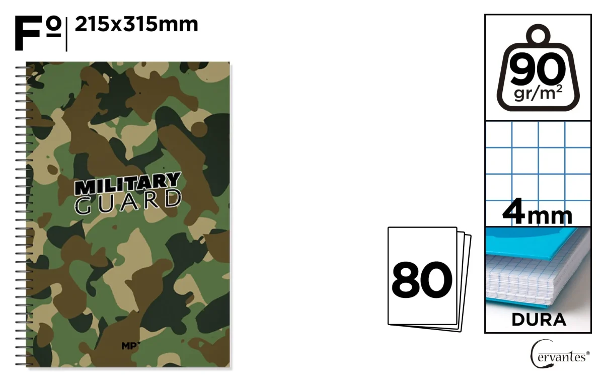 Cuaderno Espiral Fº 80 Hojas 90 G/M² Military (MP)1