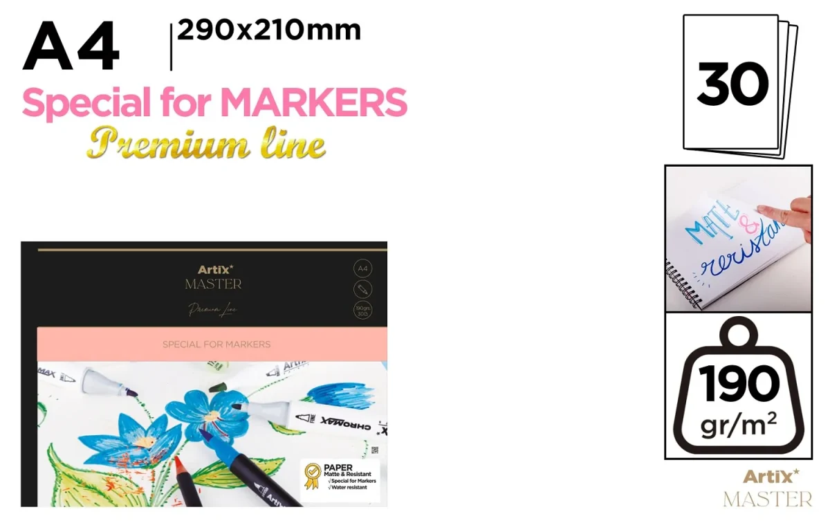 Block De Papel para marcadores 190g 30 Hojas A4 (MP)1