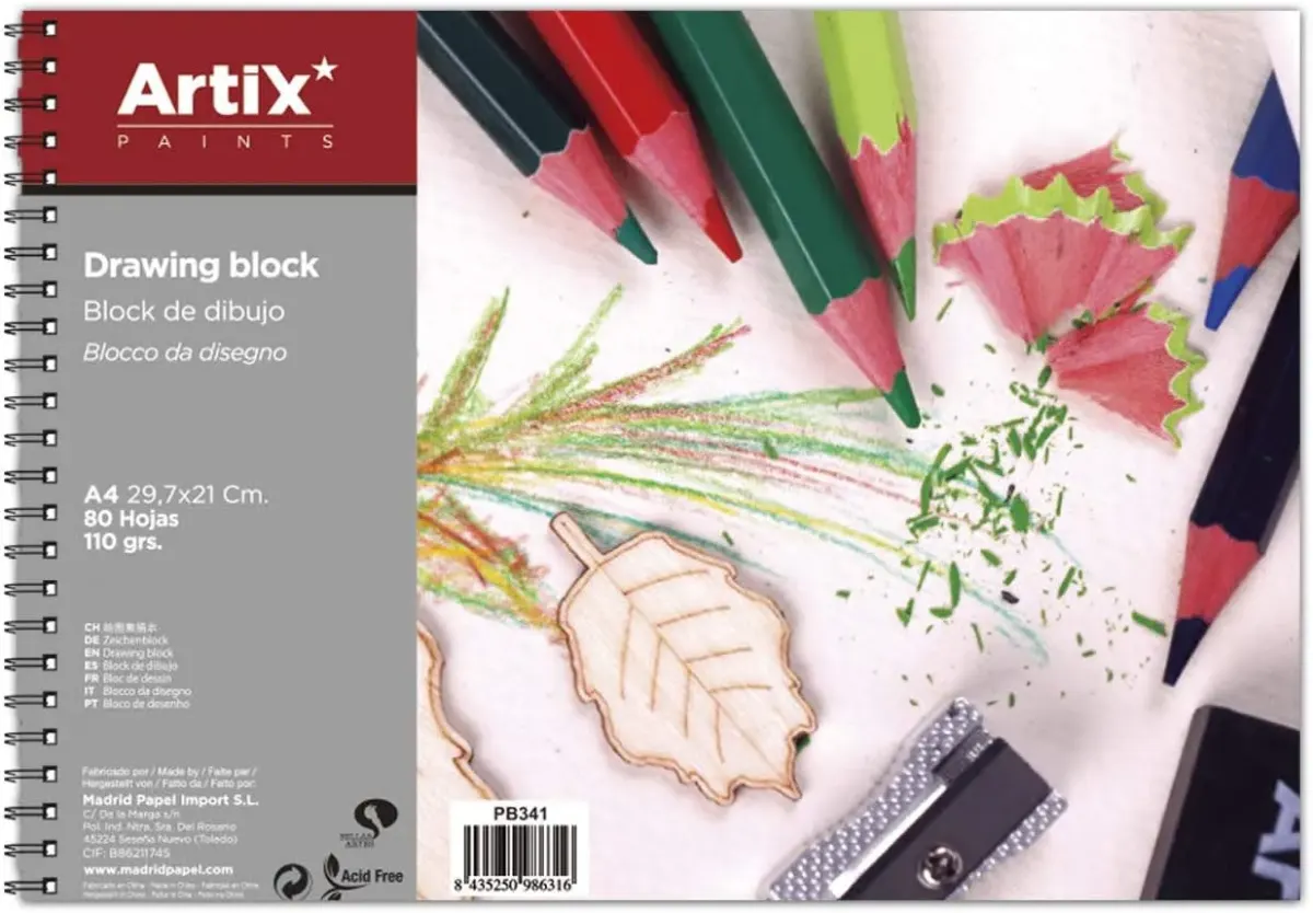 Croquera De Dibujo A4 29,7x21cm X 80 Hjs, 110Gr, Marca Artix1