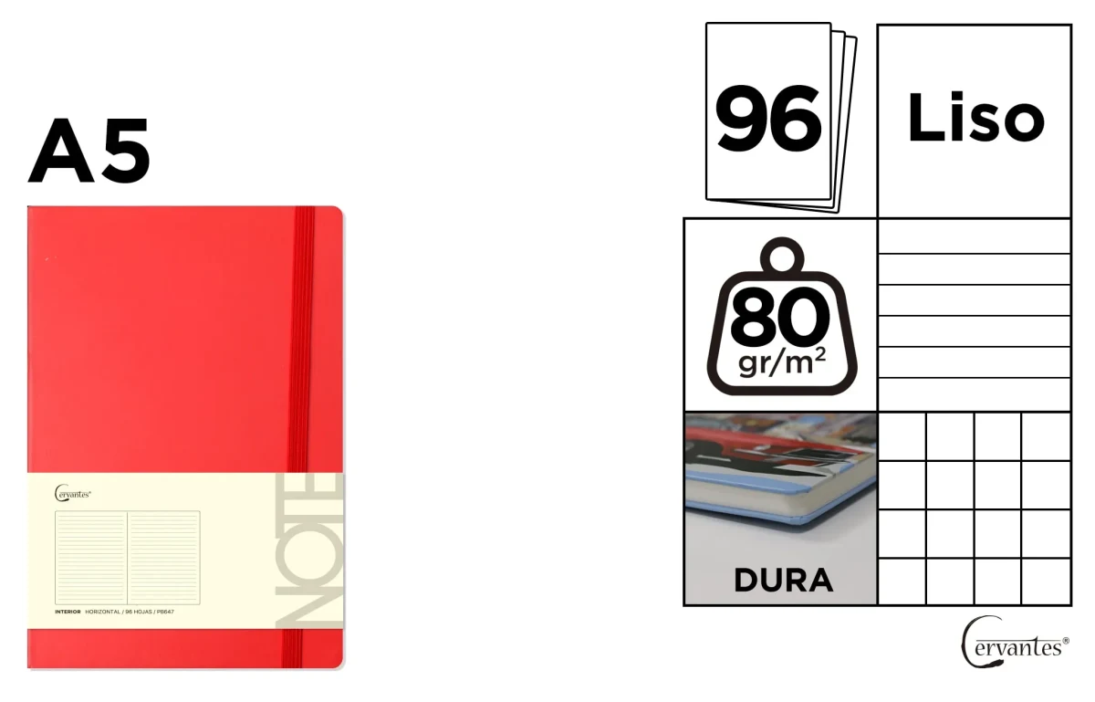 Cuaderno De Notas Tapa Forrada Rojo A71