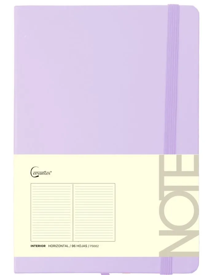 Cuaderno A5, 96hjas 80gr Marca Cervantes Color Morado Pastel1