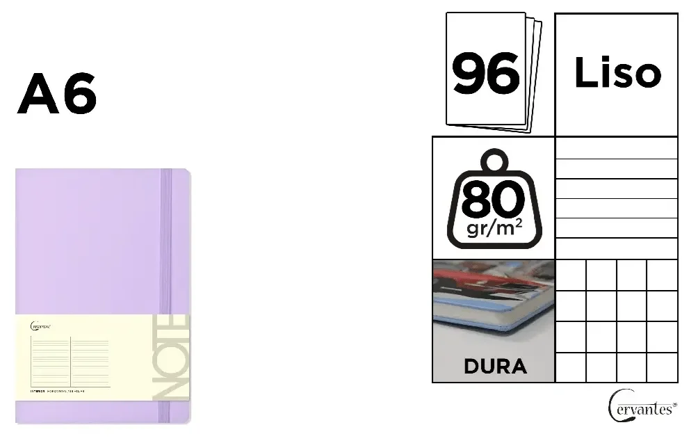 CUADERNO DE NOTAS Cervantes TAPA FORRADA MORADO PASTEL A61