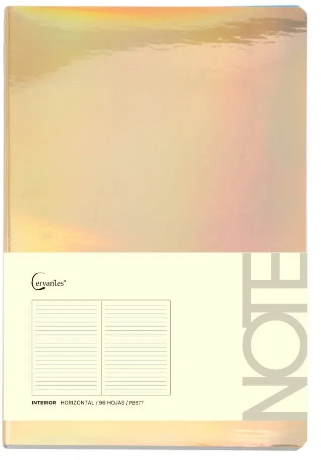 Cuaderno C/ElasticoA5 Marca Cervantes Color Dorado Brillante1