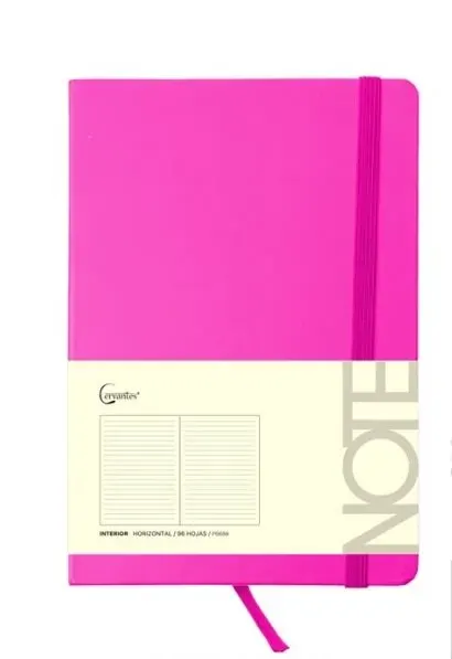Cuaderno Tapa Dura Elástico A5 Marca Cervantes Color Rosado1