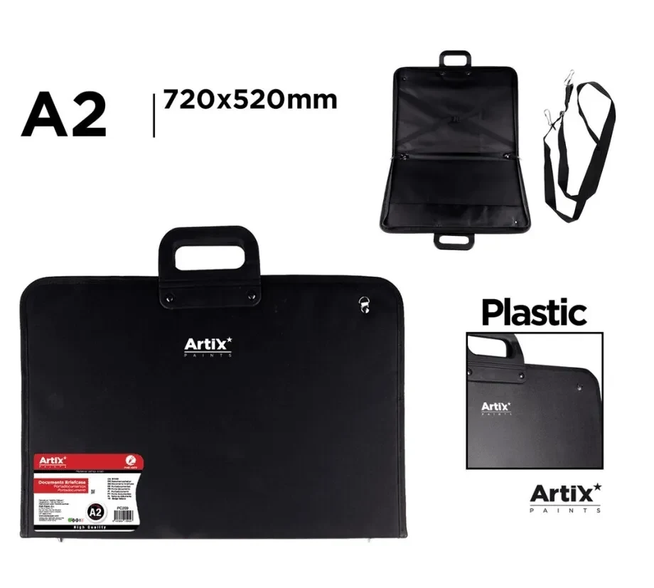Portadocumentos A2 (42cmX59.4cm) Acabado En Plastico Marca Artix Color Negro (MP)1