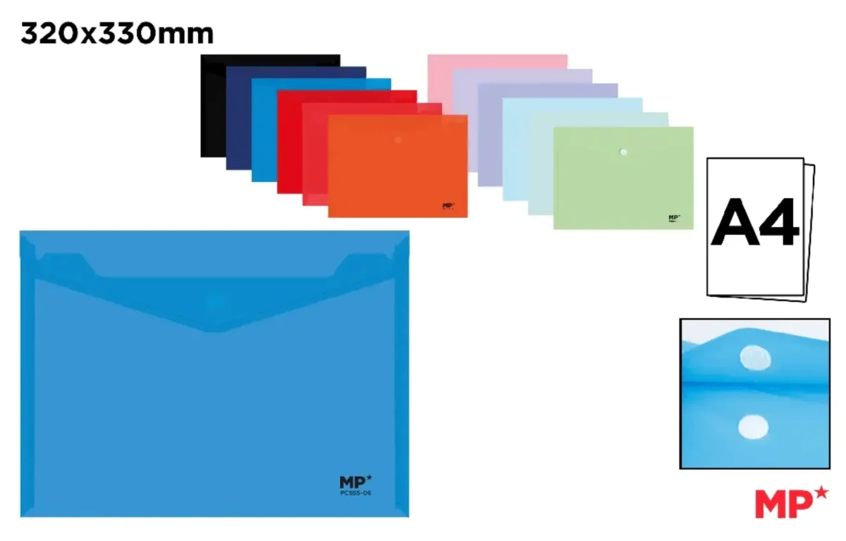Carpeta Sobre Plástico Cierre Rápido Horizontal A4 Azul (MP)1