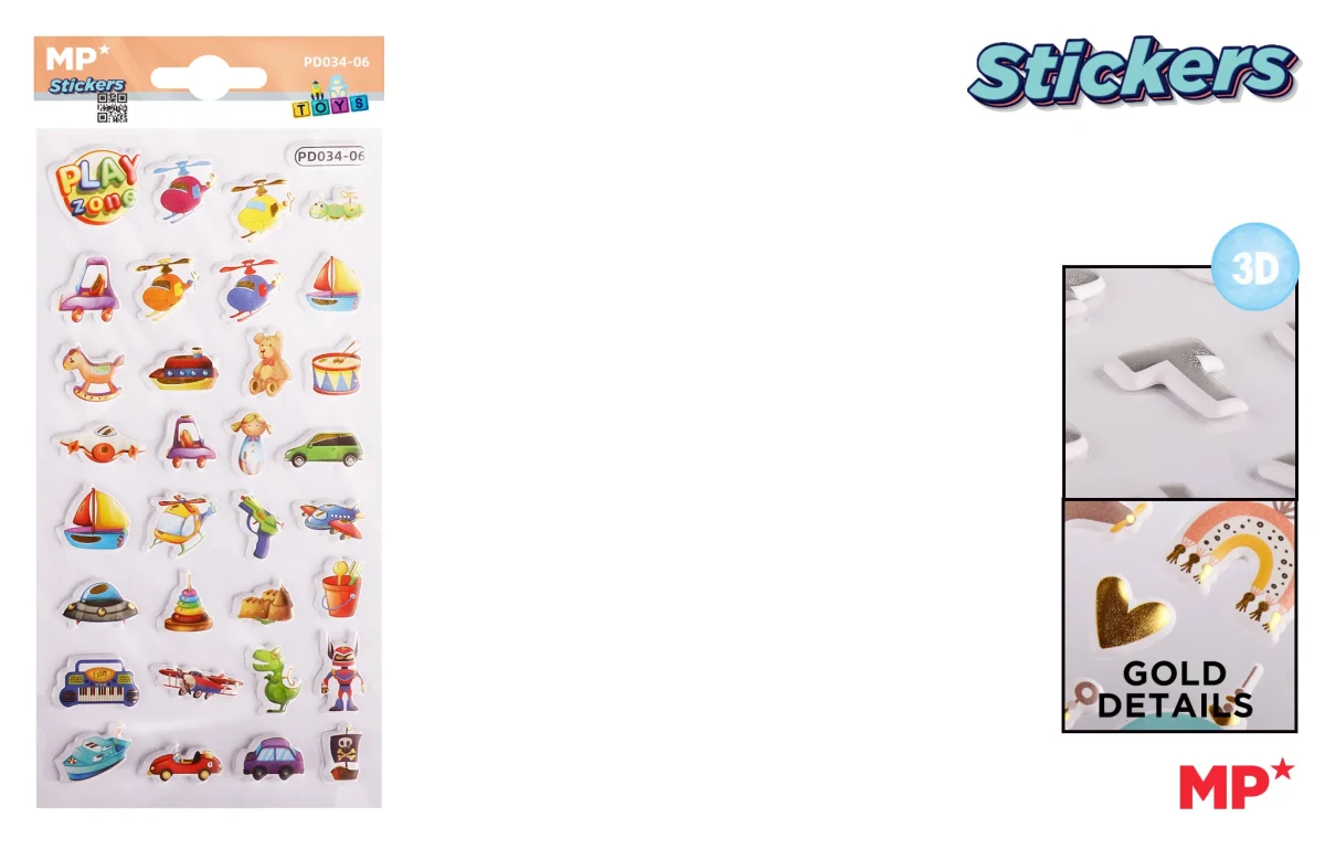 Pegatinas Stickers Relieve Juguetes Variado1
