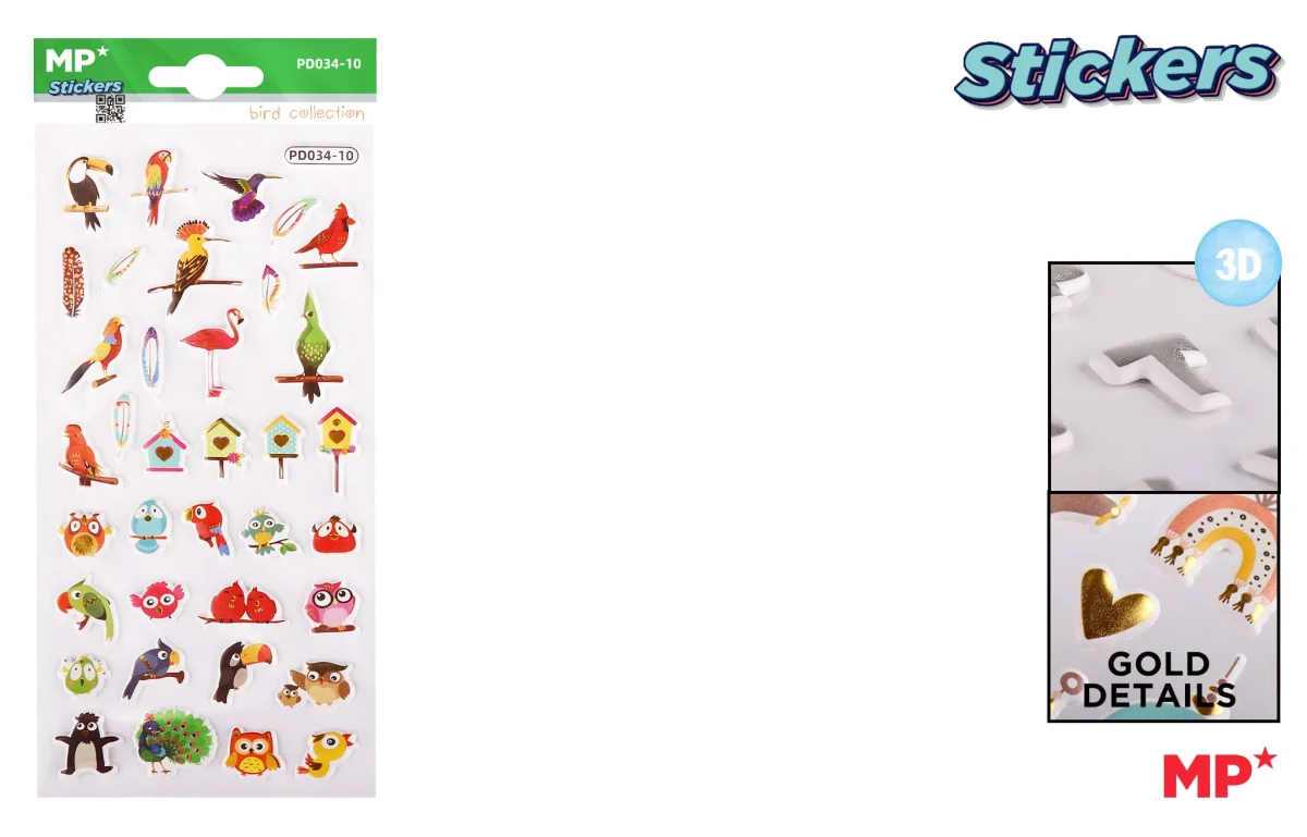 Pegatinas Stickers Relieve Pajaritos Variado1
