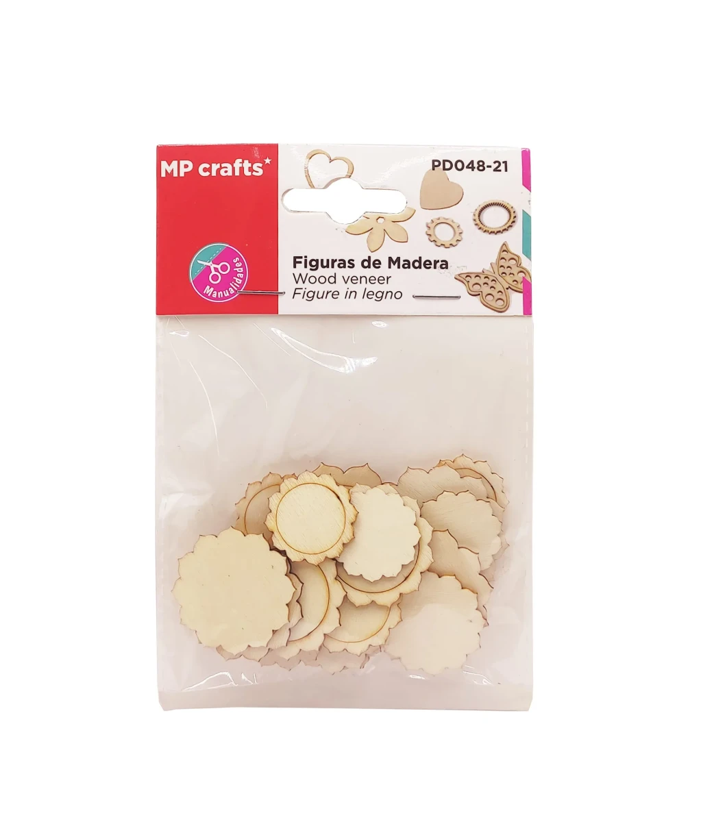 Set De Figuras De Madera Diseño Girasol X 19Uds Marca MP Crafts Color Beige (MP)1