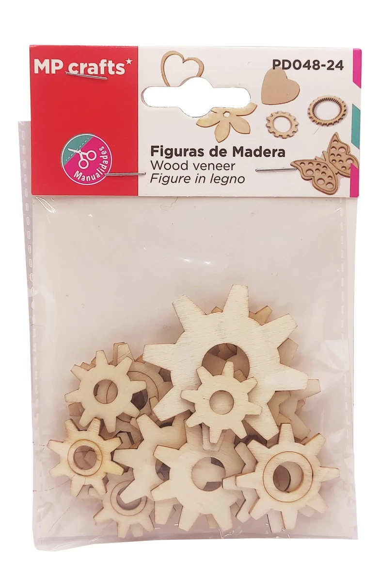 Set De Figuras De Madera Diseño Engranajes Finos X 19Uds Marca MP Crafts Color Beige (MP)1
