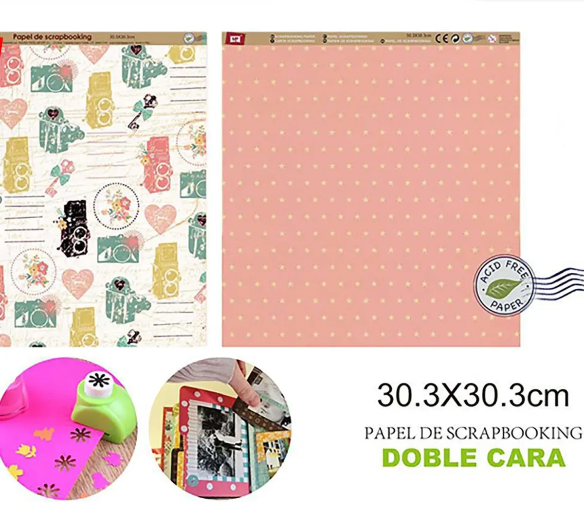 Papel De Scrapbooking Doble Cara Puntos/Vestimenta1