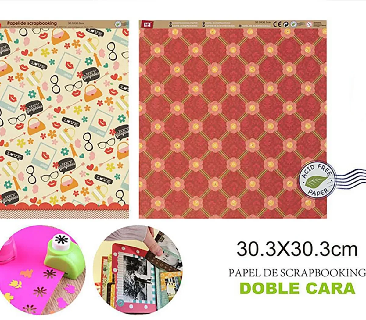 Papel De Scrapbooking Doble Cara Flores/Accesorios1