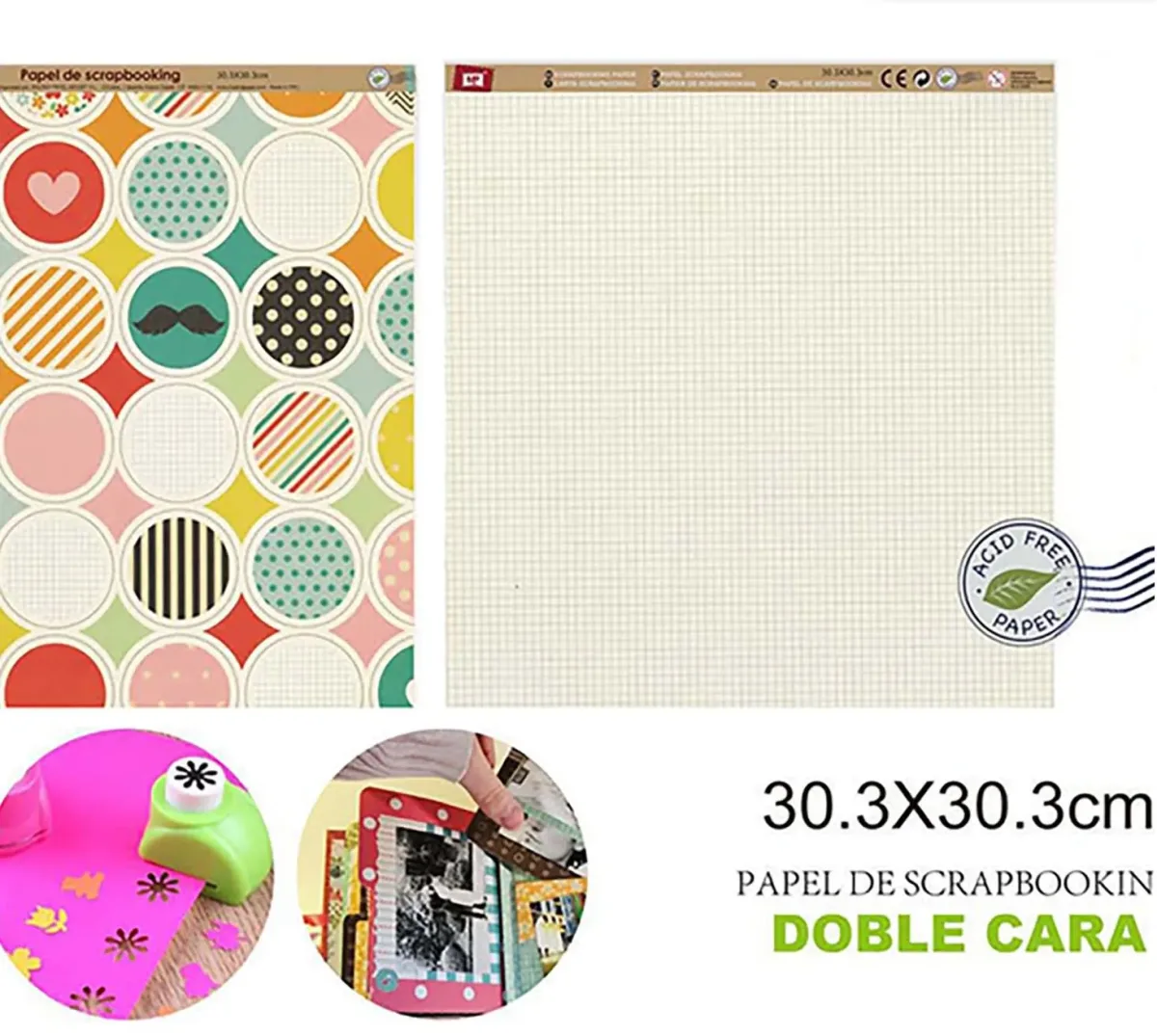 Papel De Scrapbooking Doble Cara Cuadros/Sticker 30.3X30.3Cm1