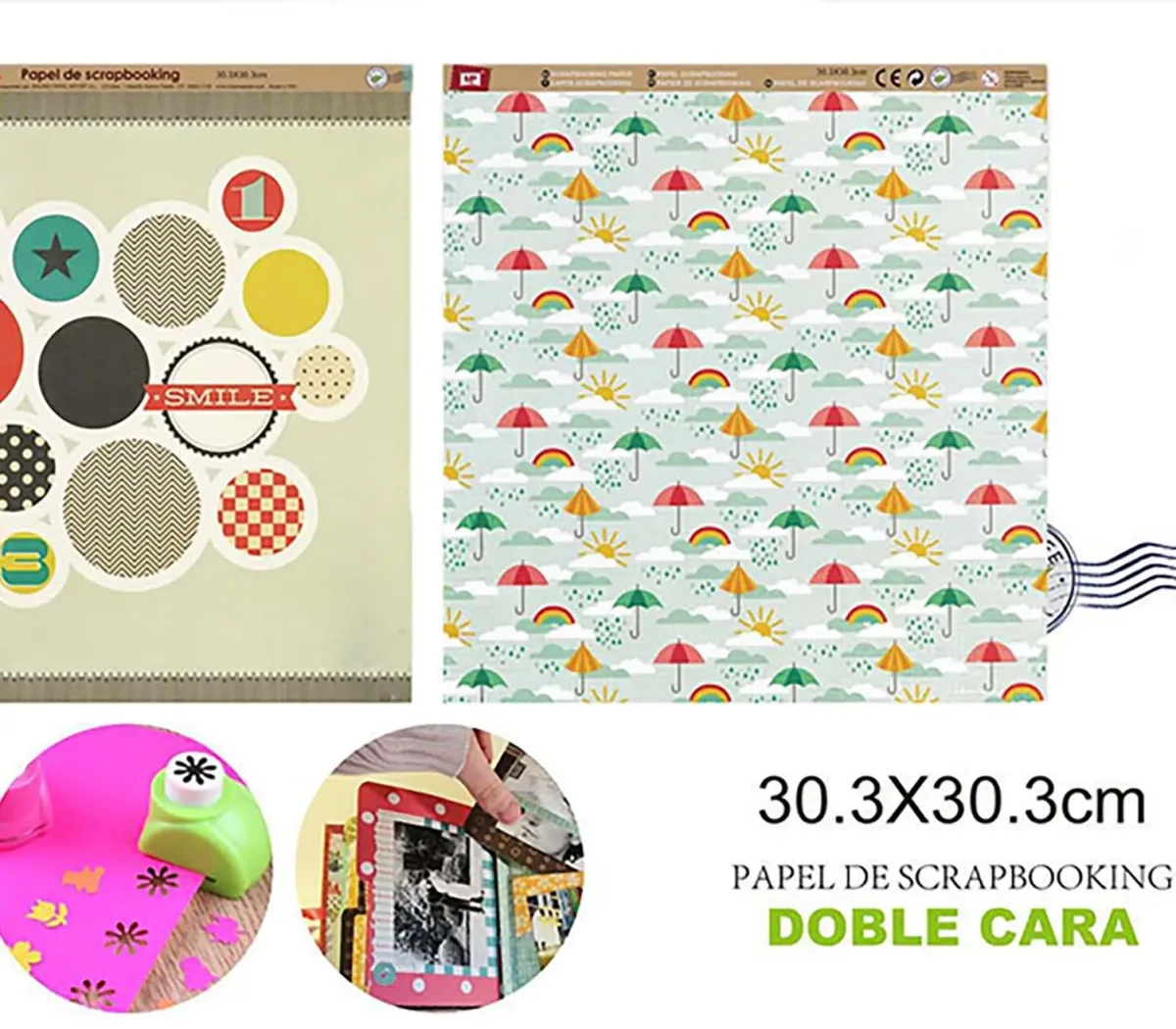 Papel De Scrapbooking Doble Cara Paraguas/Sticker1