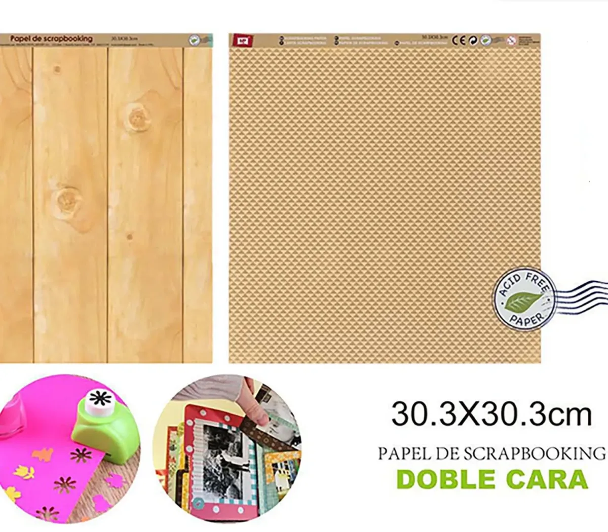 Papel De Scrapbooking Doble Cara Cuadros/Madera 30.3X30.3Cm1