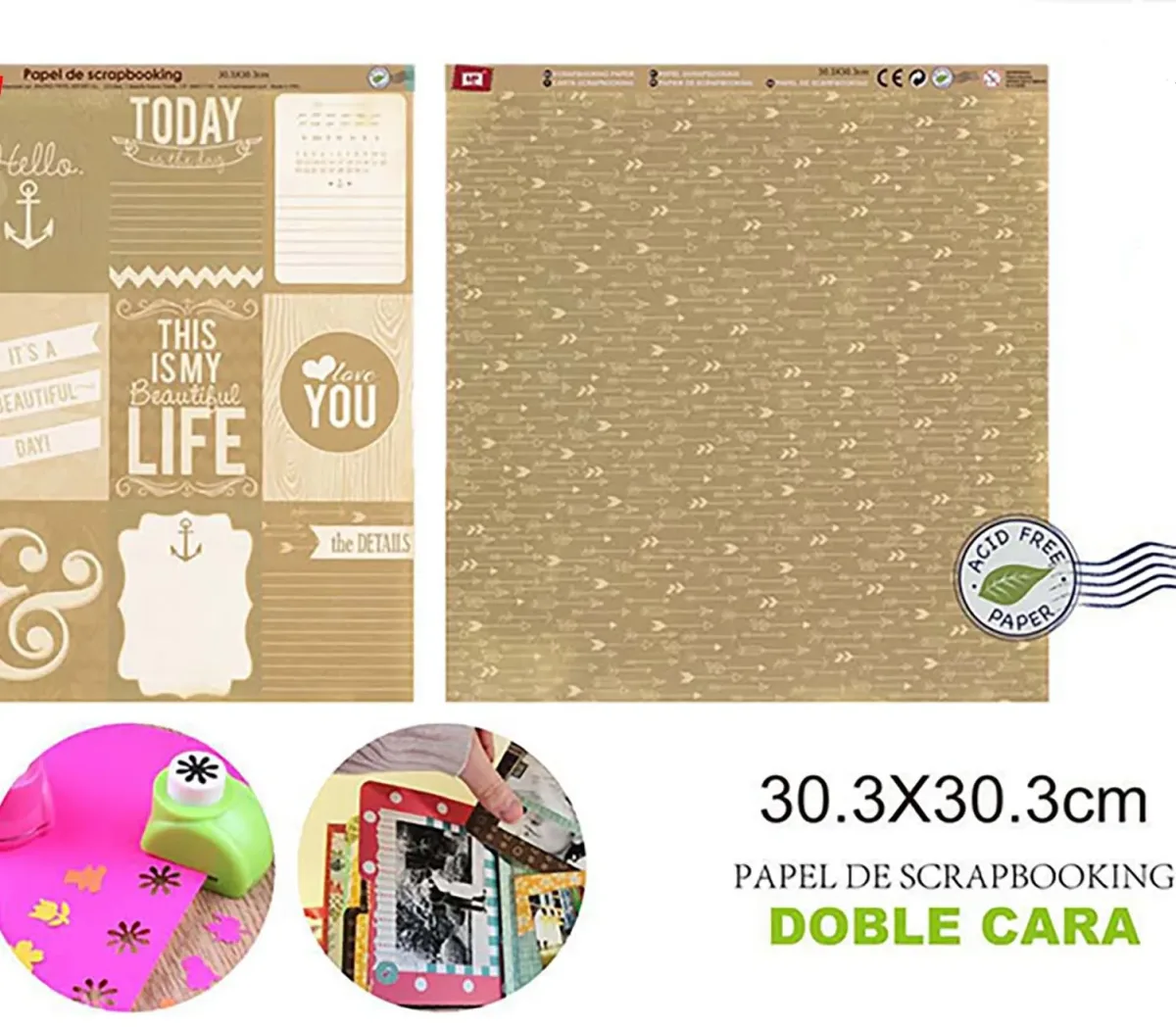 Papel De Scrapbooking Doble Cara Flechas/Sticker 30.3X30.3Cm1