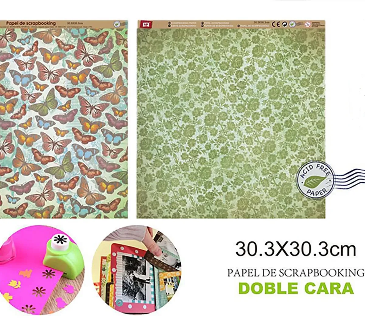 Papel De Scrapbooking Doble Cara Mariposas/Flores1