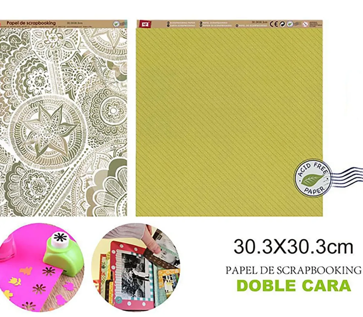 Papel De Scrapbooking Doble Cara Mandalas/Puntitos1