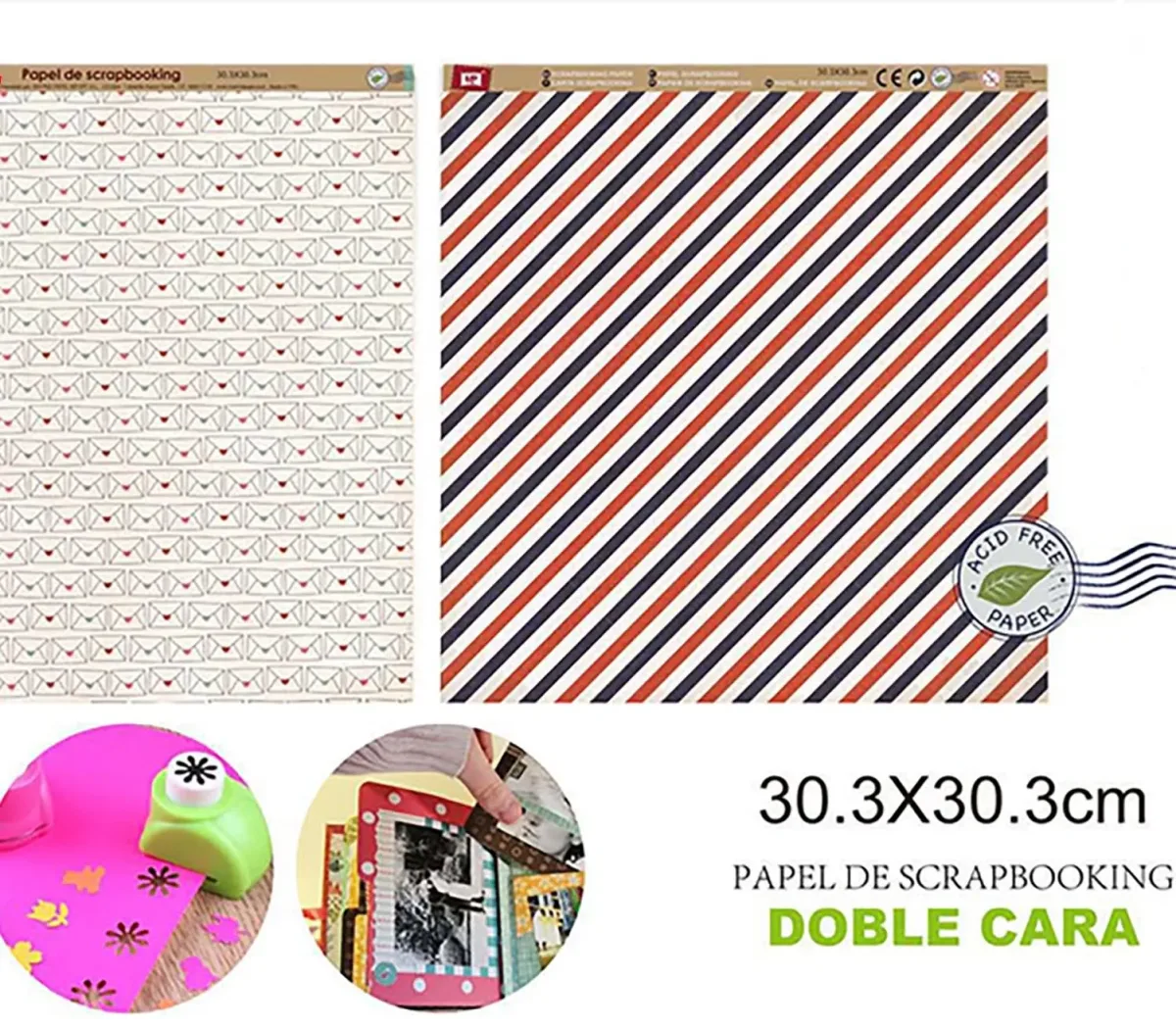 Papel De Scrapbooking Doble Cara Sobres/Lineas 30.3X30.3Cmdo1