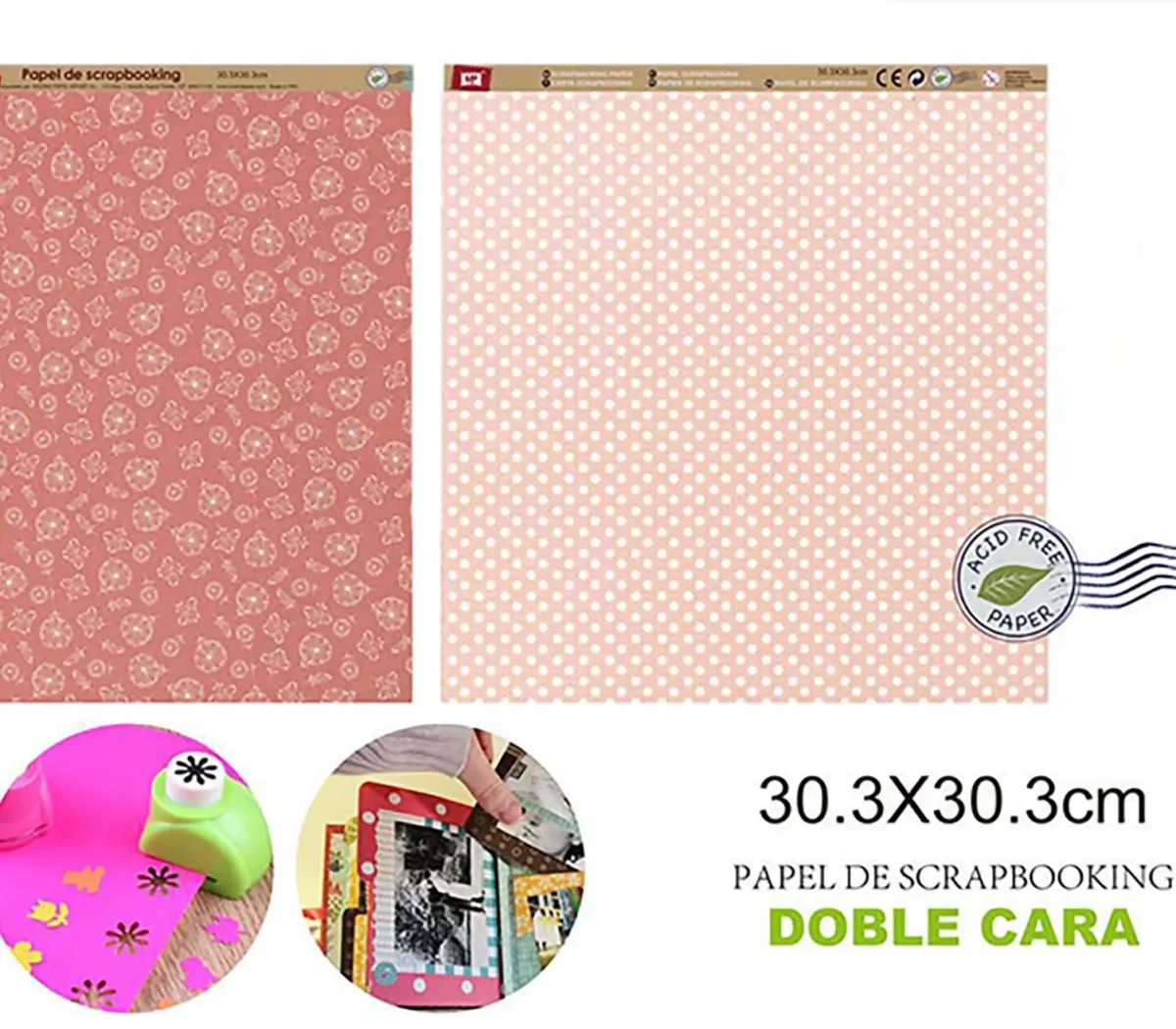 Papel De Scrapbooking Doble Cara Circulos Mini/Flores1
