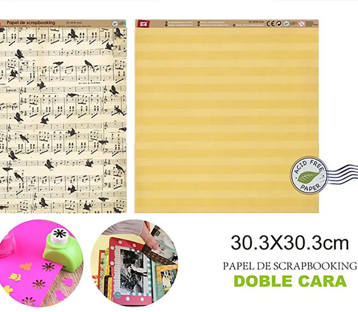 Papel De Scrapbooking Doble Cara Aves/Lineas 30.3X30.3Cmdo1