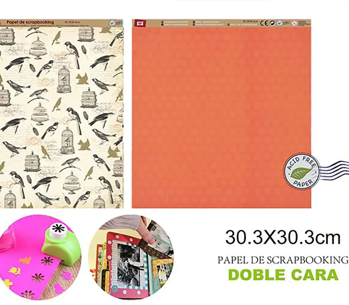 Papel De Scrapbooking Doble Cara Aves/Circulos 30.3X30.3Cmdo1