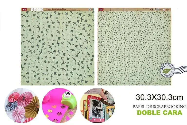 Papel De Scrapbooking Doble Cara Aves Variadas 30.3X30.3Cmdo1