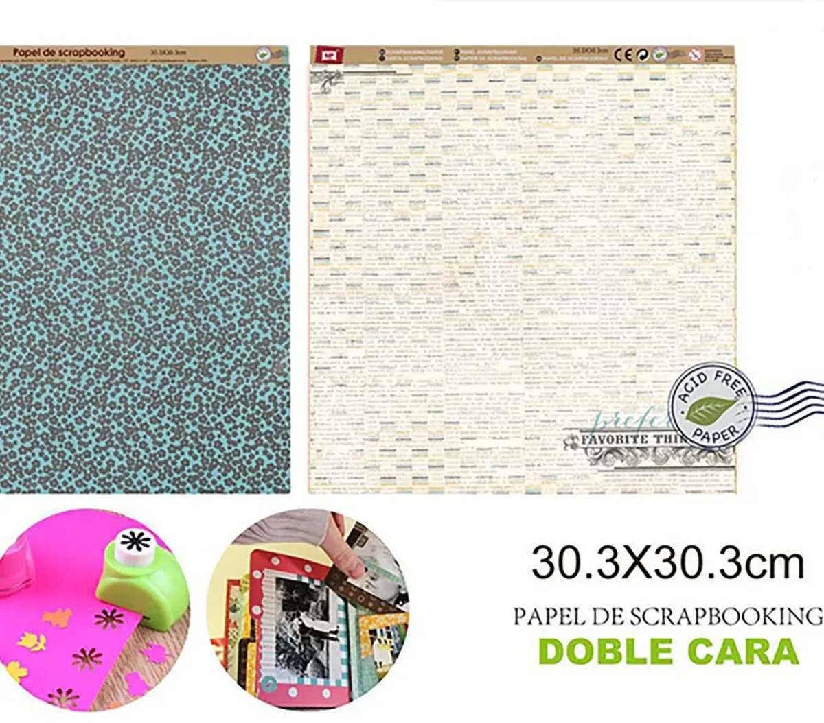 Papel De Scrapbooking Doble Cara Flores/Letras 30.3X30.3Cmdo1