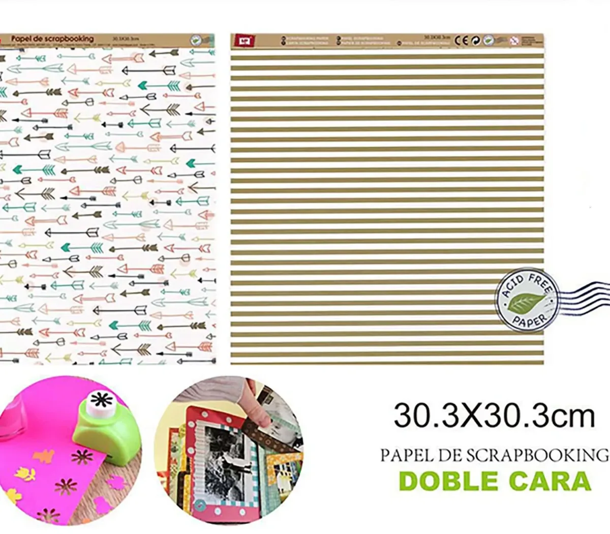 Papel De Scrapbooking Doble Cara Lineas/Flechas 30.3X30.3Cm1