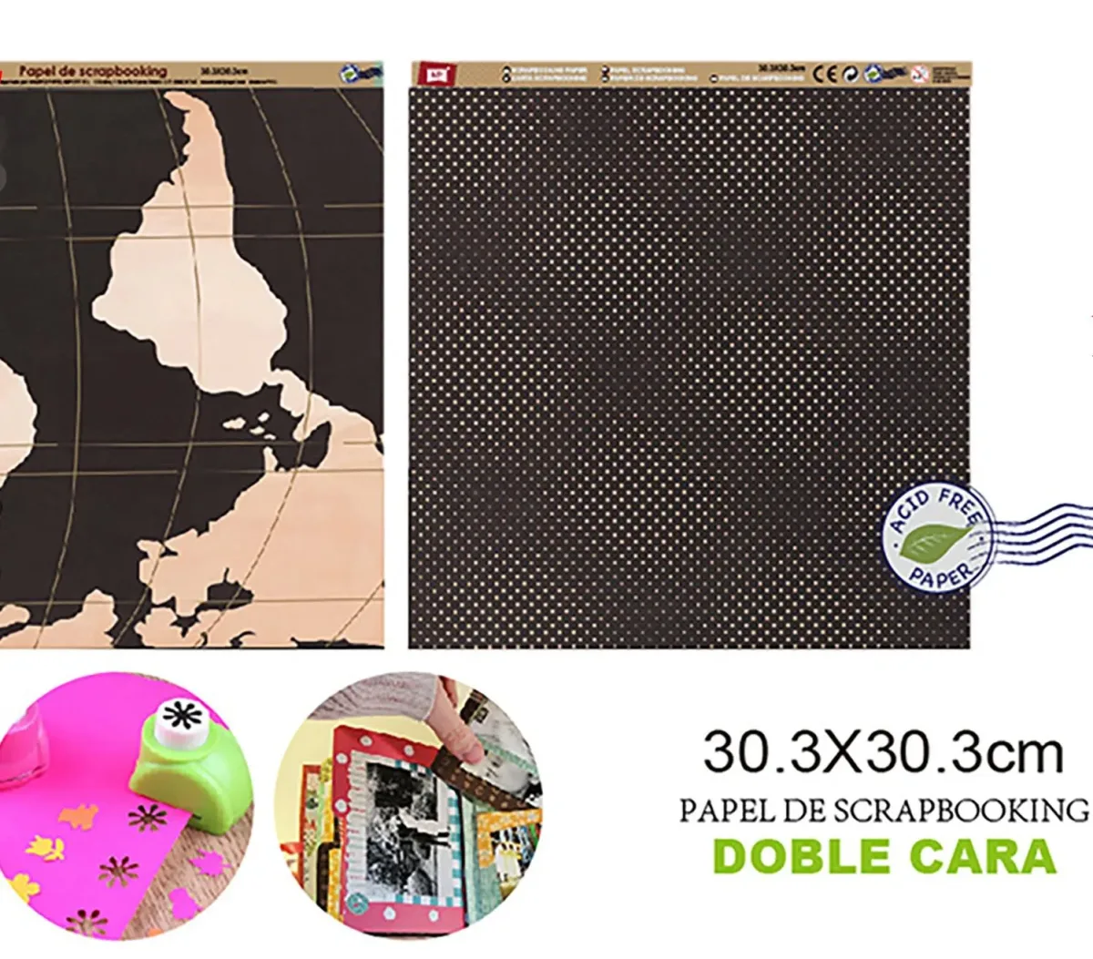 Papel De Scrapbooking Doble Cara Mapas/Puntos 30.3X30.3Cmdo1