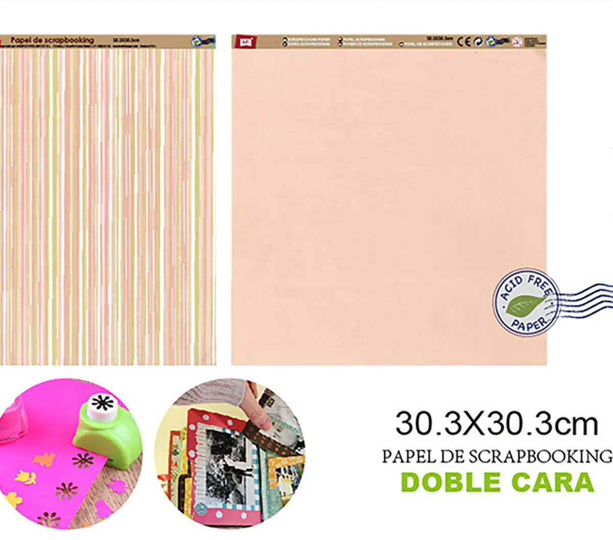 Papel De Scrapbooking Doble Cara Diseño Liso Variado1