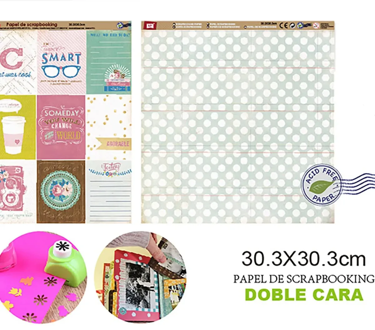 Papel De Scrapbooking Doble Cara Sticker/Circulos1