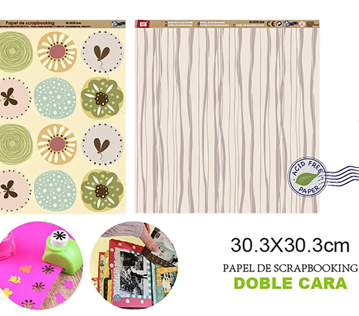 Papel De Scrapbooking Doble Cara Madera/Jardin 30.3X30.3Cmdo1