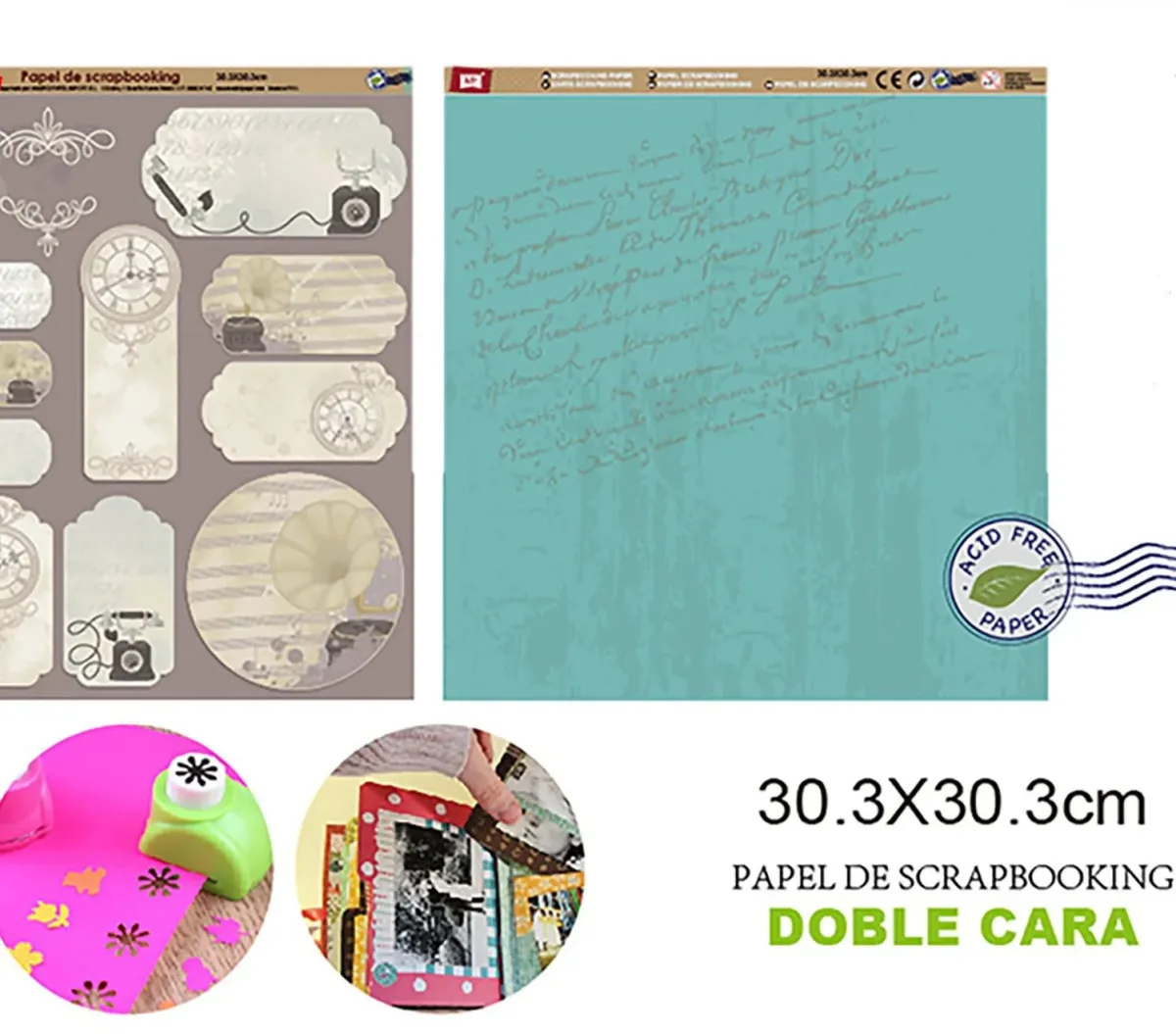 Papel De Scrapbooking Doble Cara Notas/Accesorios1