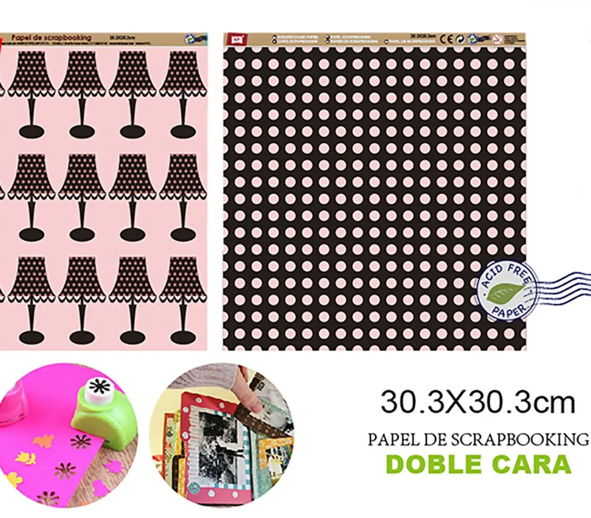 Papel De Scrapbooking Doble Cara Lampara/Puntos 30.3X30.3Cm1