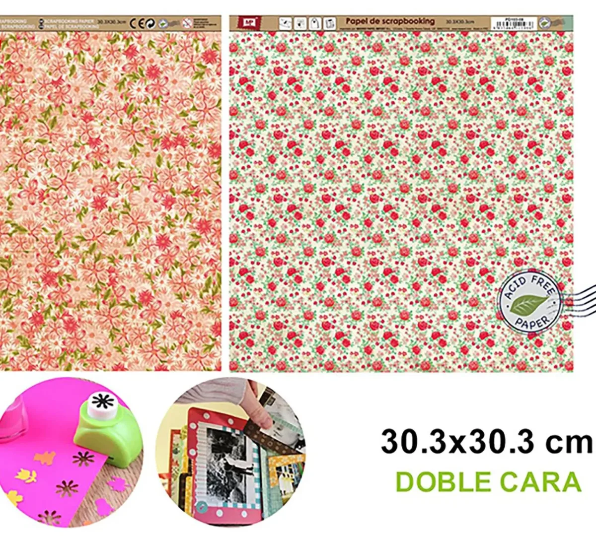 Papel De Scrapbooking Doble Cara Variedad De Flores1